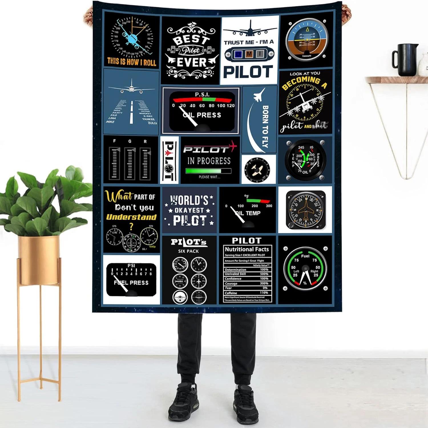 Pilot gifts, aviation gifts, pilot aviation blankets, pilot gifts, aviation pilot instrument gifts blankets, super soft blankets 100cmx150cm