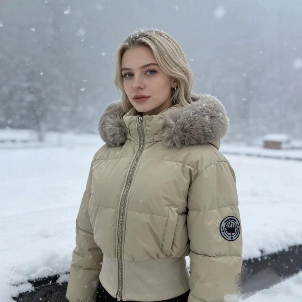 Winter new American short waist thin cotton clothes jacket piled thickened high waist versatile cotton clothes
