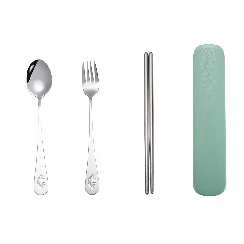 3pcs Cutlery Set Stainless Steel Spoon Fork Chopsticks With Storage Box Camping Tourism Tableware Portable Outdoor Equipment TMZ