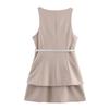 Women's Summer 2025 Fashion: European & American Style Sleeveless Dress with Belt - Two-Piece Set