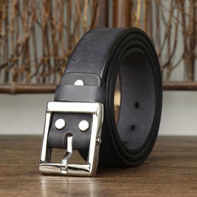 Thickened Vegetable Tanned First Layer Pure Cowhide Stainless Steel Retro Belt Men'S Genuine Leather Trend Versatile Tough Guy Jeans Belt