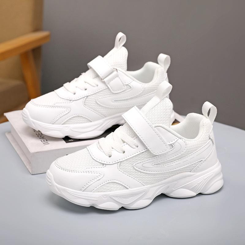 New boys' mesh shoes, girls' sports shoes, children's white shoes, school casual running shoes for older kids, black shoes