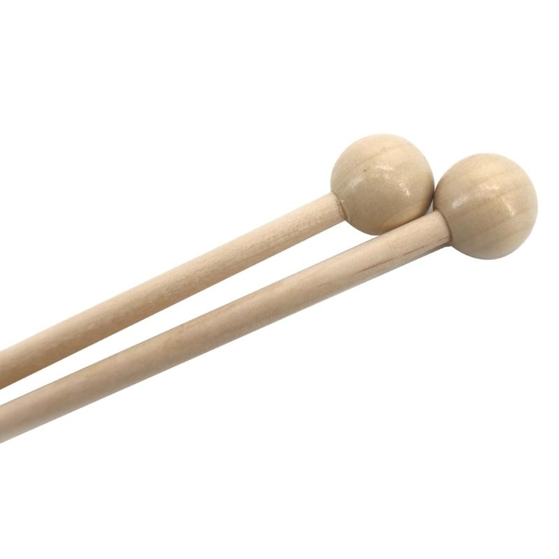 2pcs Ethereal Drumsticks Round Head Drum Sticks Hammer Durable Wooden Handle Drum Mallet Stick Small Musical Drumsticks