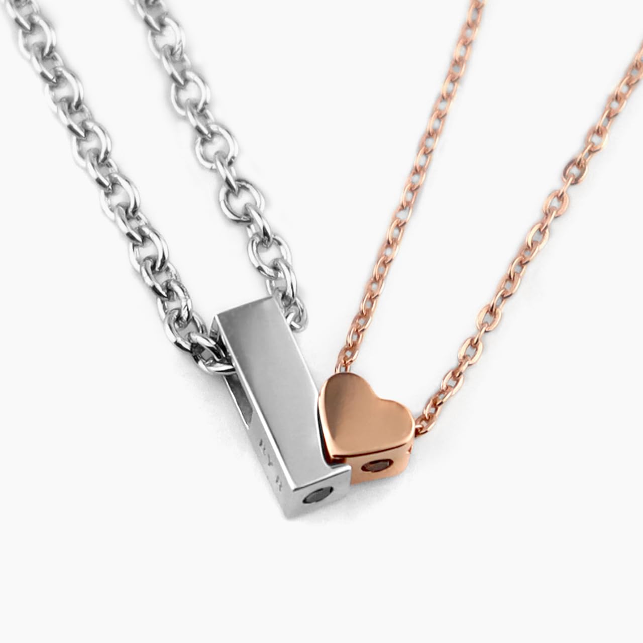 

red Pair necklace SV925 heart red diamond set of two for men and women couples silver mini plate pair accessories popular gift [by string]