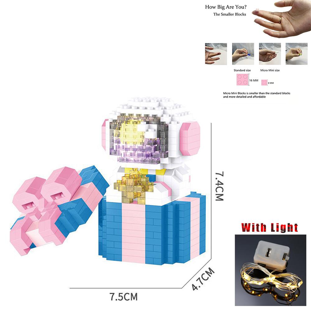 LED Micro Building Blocks Space Series Glowing Astronaut Figure DIY Bricks Set with Light DIY Bricks, Christmas Gift for Kids