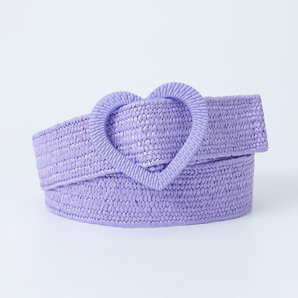 Love Heart Buckle Waist Belt 4cm Wide Waistband Sweet Braided Belt