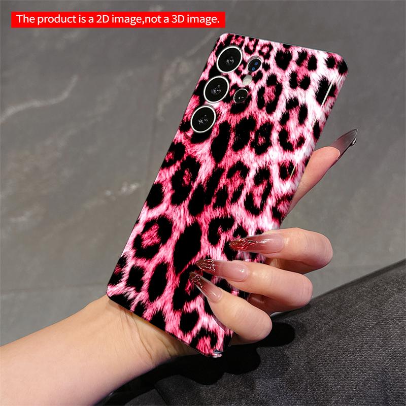 2DFlat Samsung Phone Case Pink Leopard Fur Texture Phone Case Applicable To Galaxy S22 S23 S24 S25ULTRA S26 A12 A13 A14 A15 A16 A34 A35 A54 A55