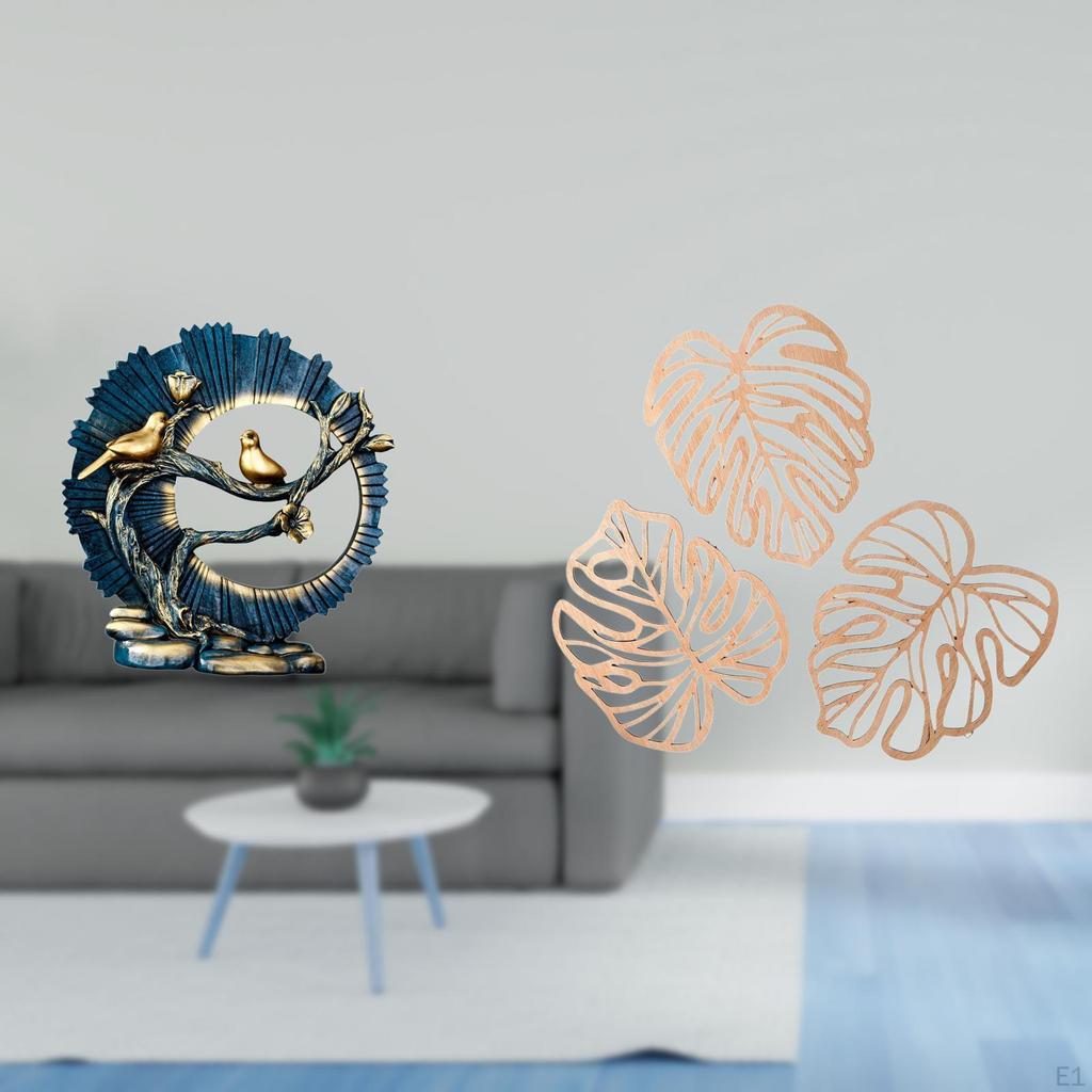 Resin Figurine Palm Leaves Wooden Ornament Creative for House Decorations Bookshelf Living Room