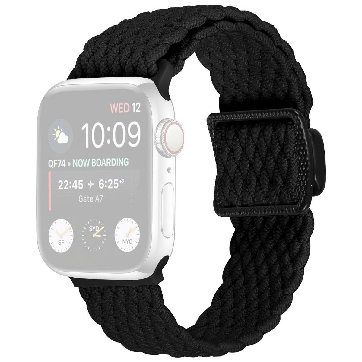 

Elastic Braided Strap for Apple Watch Series 10 Ultra 9 8 7 SE 6 5 4 3 2 1 46mm 49mm 45mm 44mm 42mm Magnetic Nylon Watch Band Black