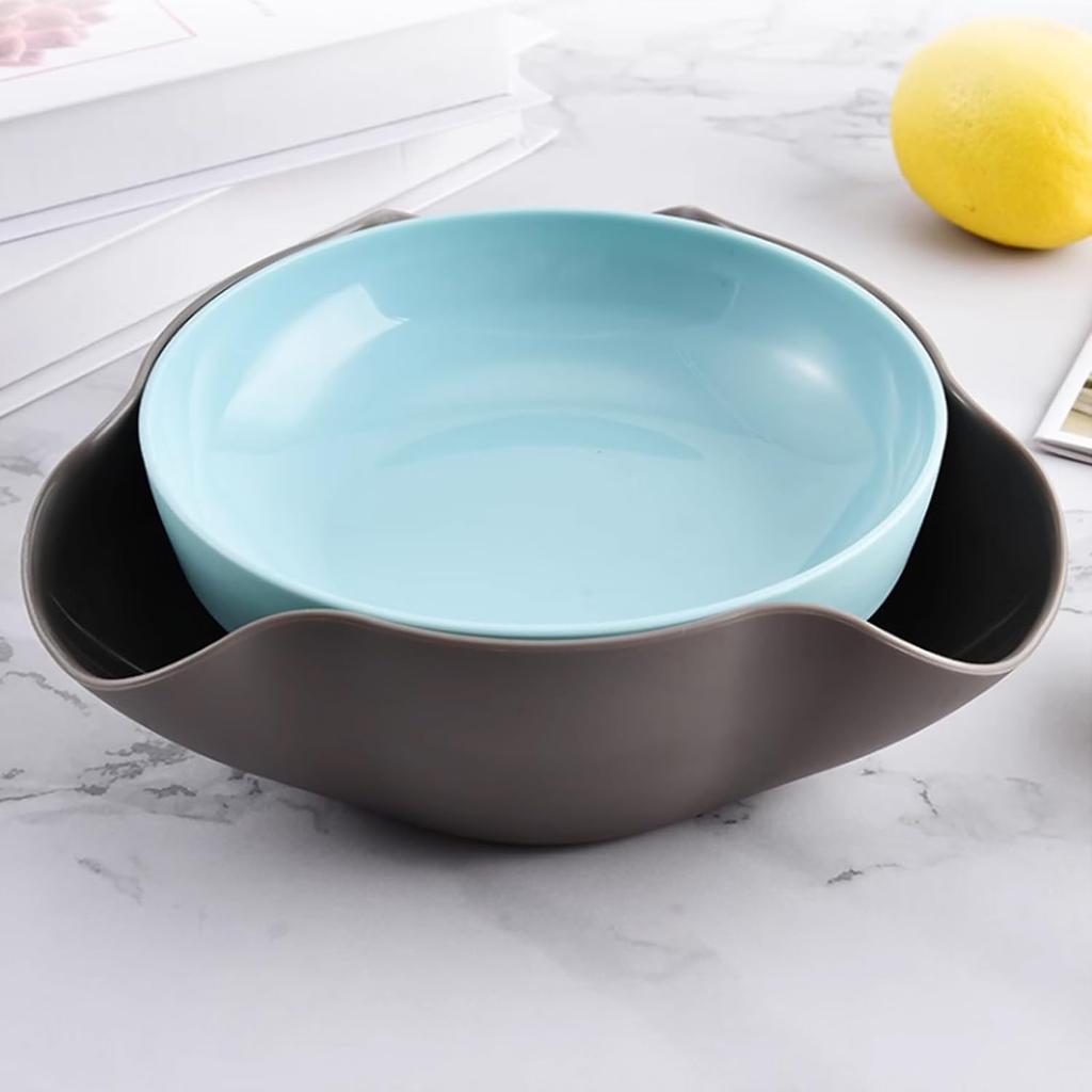 Dual Compartment Snack Bowl Pistachio, Shell Storage with Non-Slip Base, for Nuts Candy Fruit Serving