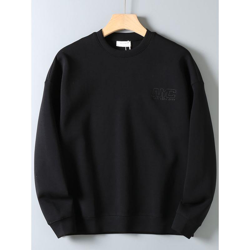 Original Export Surplus Air Layer Xinjiang Combed Cotton Drop Shoulder Cut Label Plain Versatile Loose Long-Sleeve Sweatshirt for Men Trendy