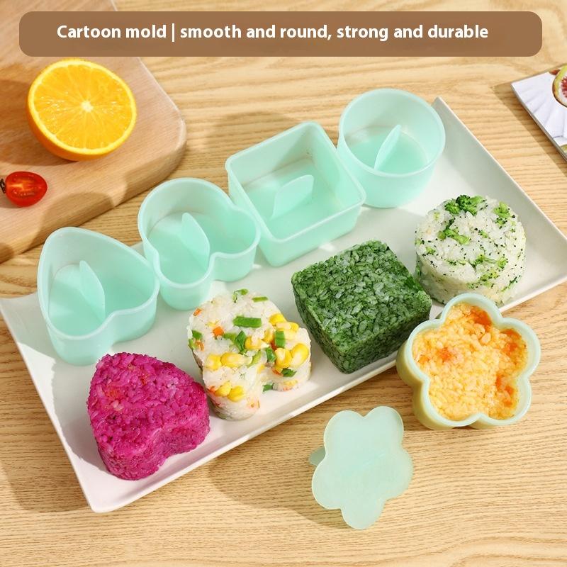 Cartoon Triangular Sushi Kit - 1Set Maker Sushi Mold Onigiri Rice Ball Food Press Japanese DIY Tools for Kitchen Bento