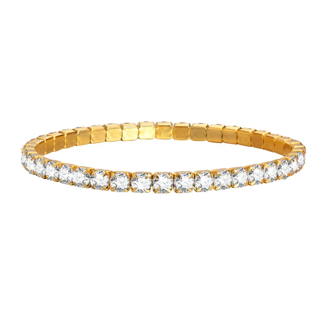 Women's Shine White Crystal Bracelet, Trendy Charm Tennis Chain Wristband, Wedding Party Gifts Jewelry Wholesale