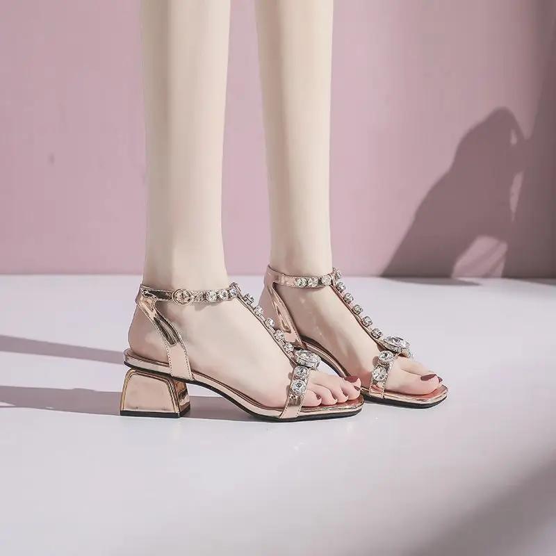 Fashion Thick Heel Woman Shoes Block Roman Style Sandals For Women Chunky Shoe With Hot Trendy Offer Designer Asian Size Casual