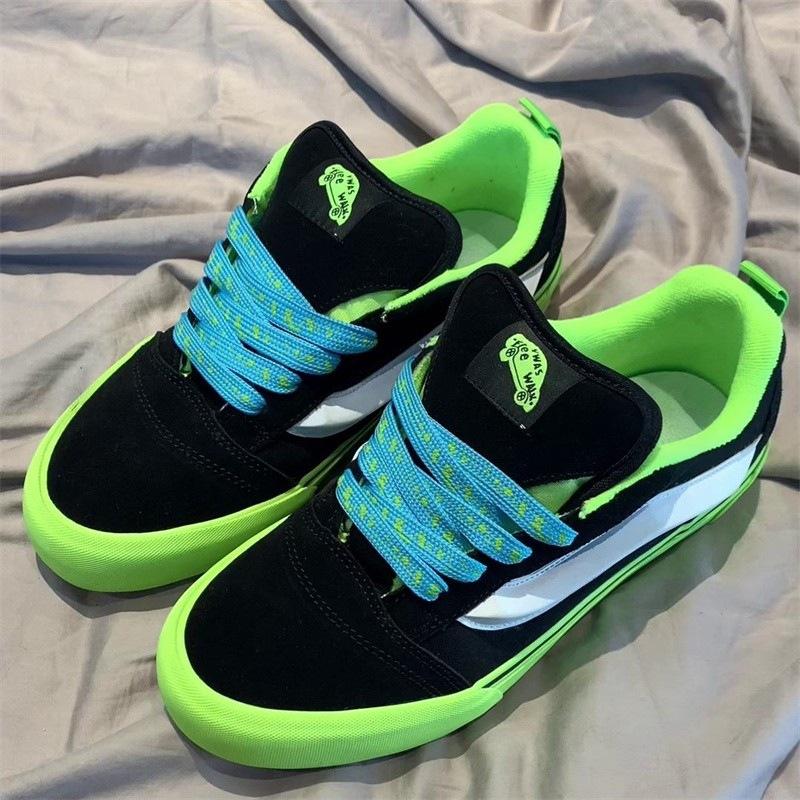 מסיבת סטודנטים אישיות שחור לבן סגול נעלי לחם יוקרתי ענף רטרו אמריקאי צבע מנוגד נמוכות יומיומיות נעלי סקייטבורד