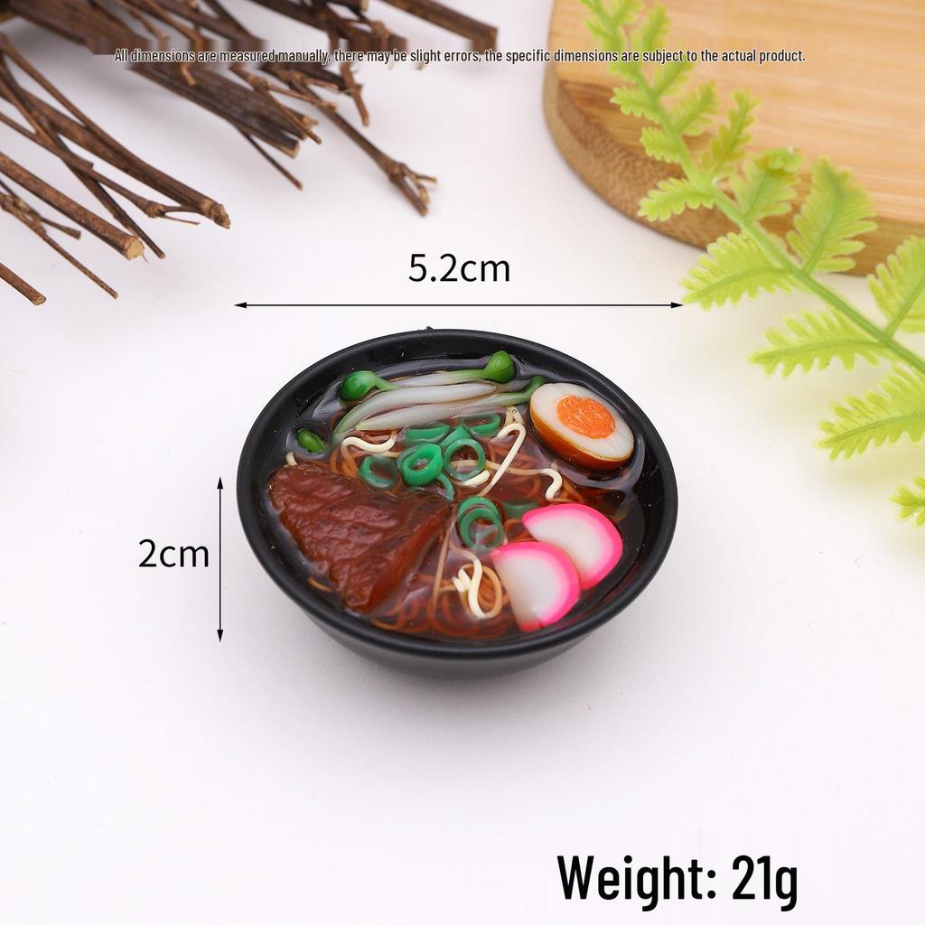Mini Japanese Ramen Bowl Pendant - Creative Food Model Toy with Seafood Noodles