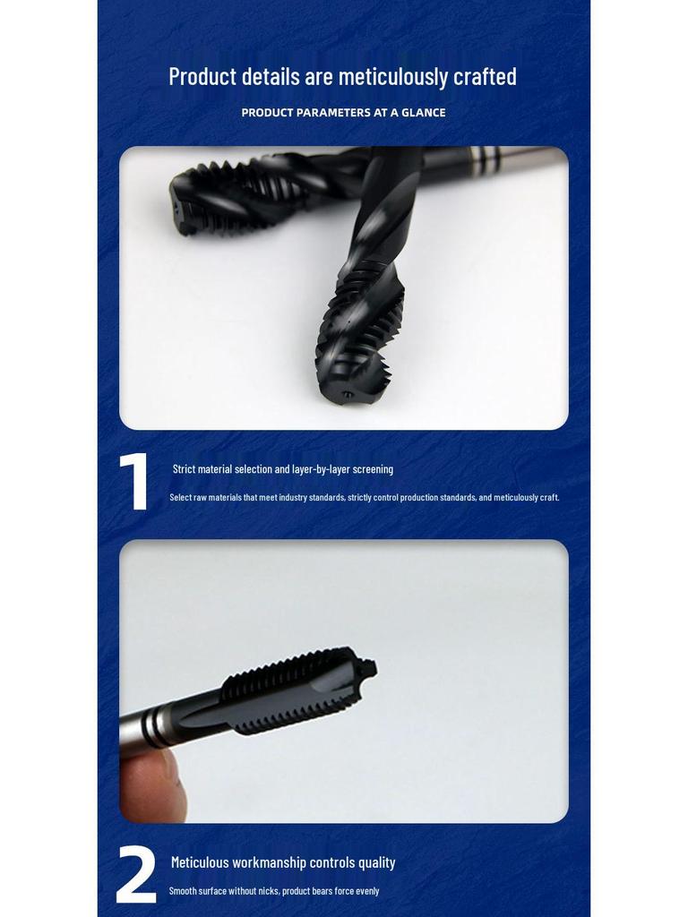 Titanium Plated Spiral Straight Flute Tap - Industrial Grade, High Hardness for Metric Through and Blind Holes, Cutting Machine Use.