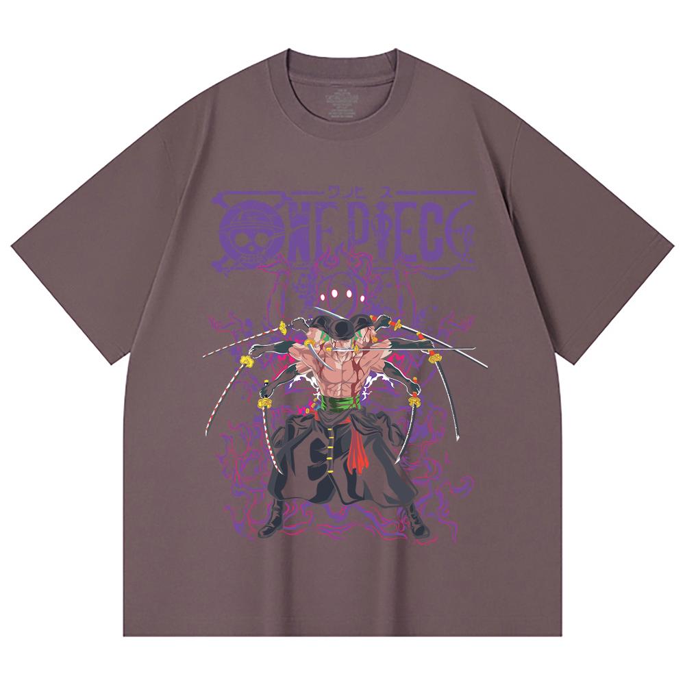 230 Gsm 100% Cotton One Piece V65 Zoro Print Unisex Heavy Cotton T Shirt
