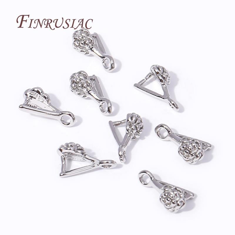 Jewelry Clamp Pinch Clip Bail Hooks Accessories 18K Gold Plated Brass Flowers Charm Pendants Connector For DIY Earrings Making