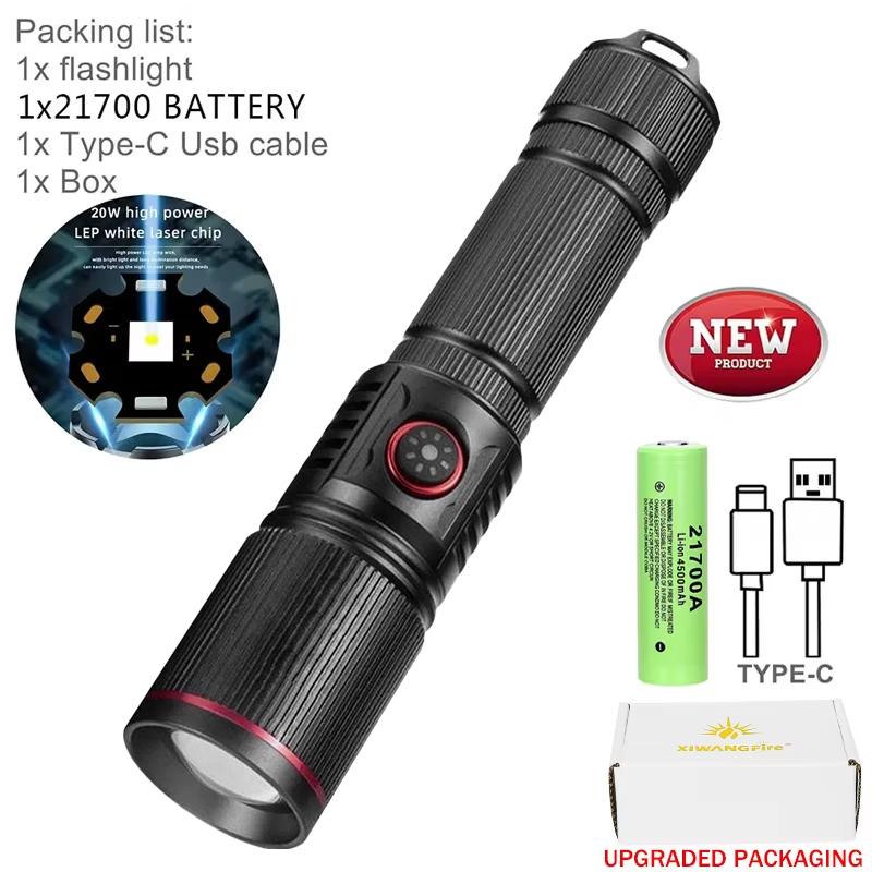 Upgrade 30W Zoom LED High Power flashlight USB Rechargeable Torch Camping Outdoor Hunting Fishing Walking Lighting Lamp