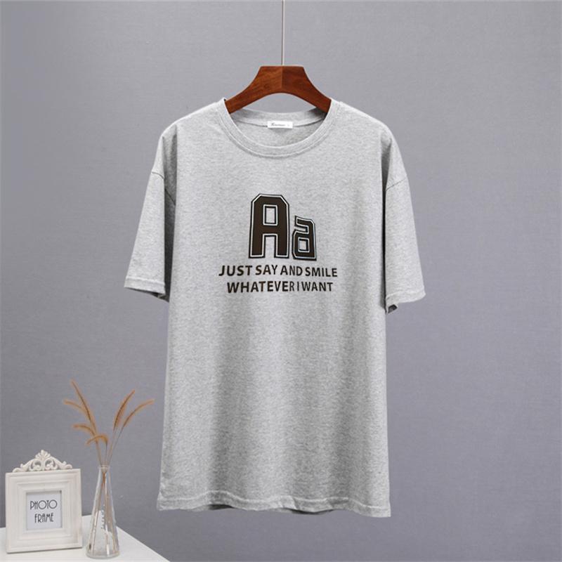 Bavlněná trička Shellsuning Oversized Dámské Léto S krátkým rukávem Trička s 3D potiskem dopisů Dámské Běžné Volné High Street Basic Tops