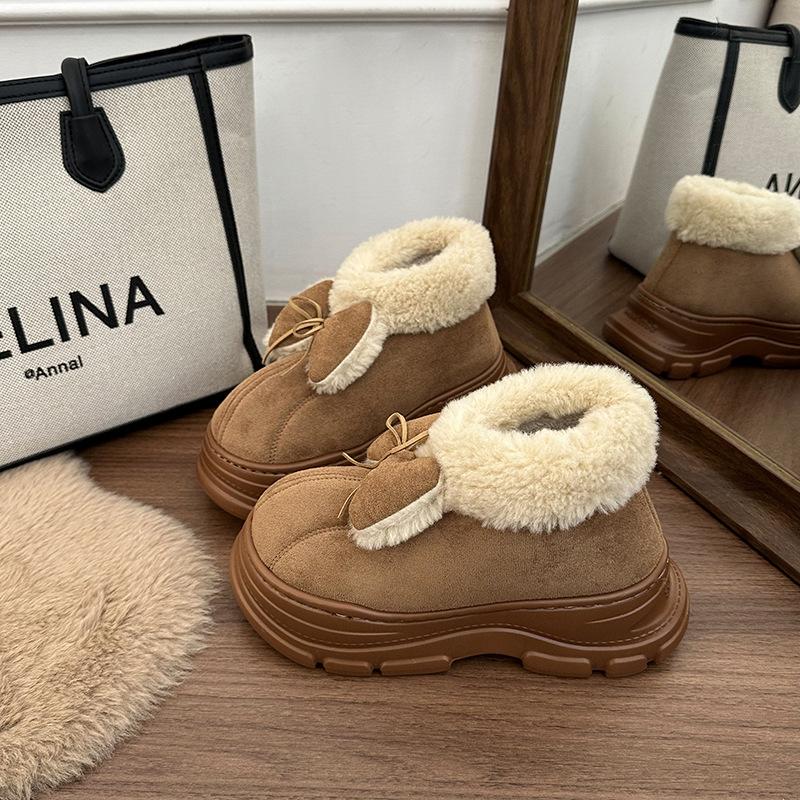 

Women s Lightweight Chunky-Soled Winter Insulated Snow Boots with Bow Detail Faux Fur Lining, Slip-Resistant, Durable, Casual Athletic Cotton Boots 36/37