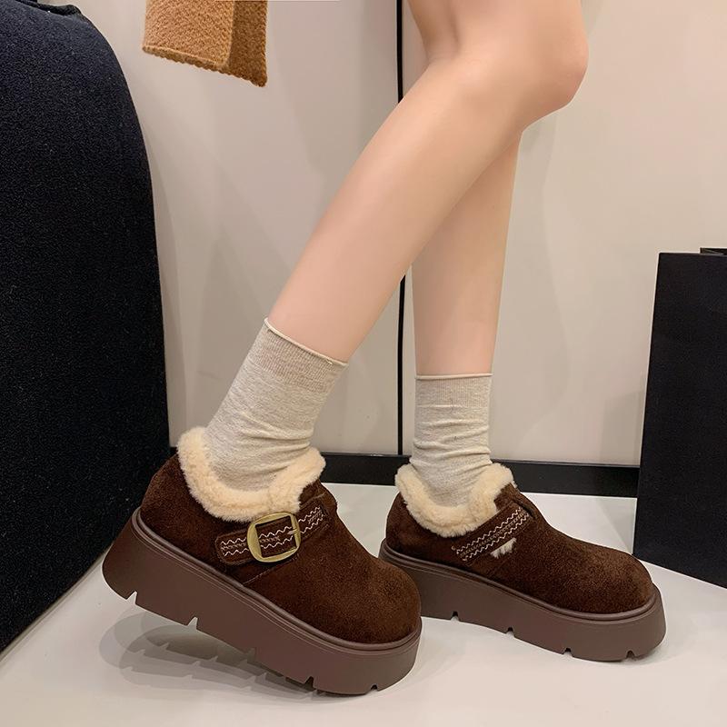 Internetcirkus retro platå bomullsskor dam vinter 2025 nya tjocka varma Birkenstock ullskor