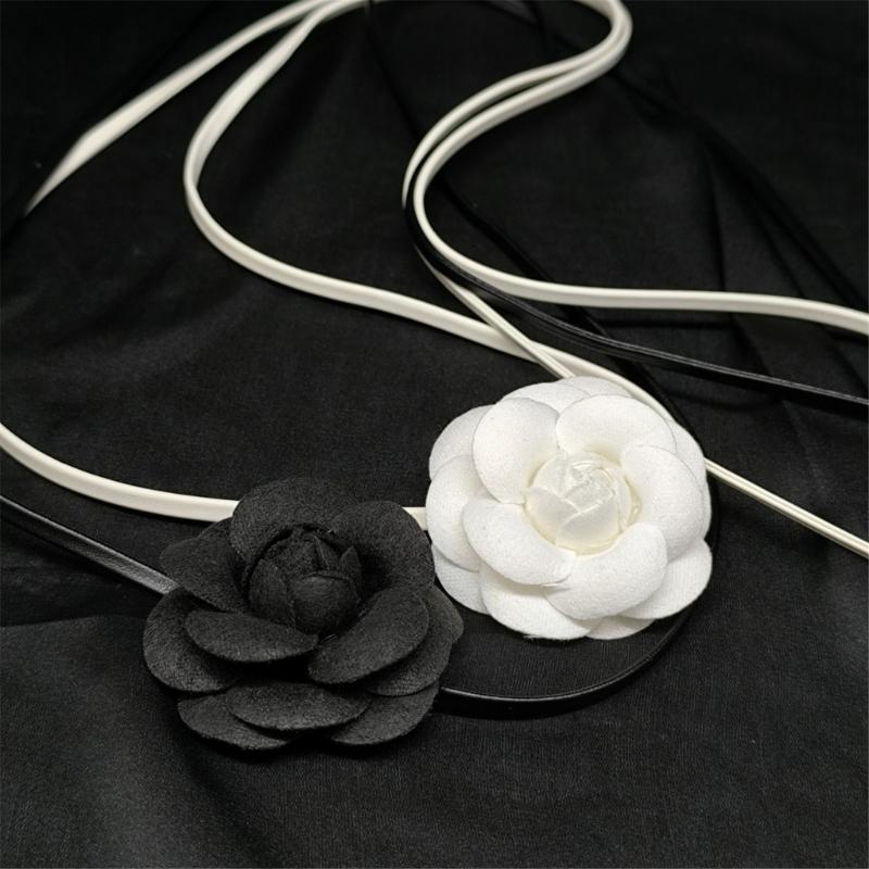 2Pieces Flower Neck Jewelry Set Fabric Necklace Women Neckwear Charm Necklace Date Jewelry Suitable for Daily Wear