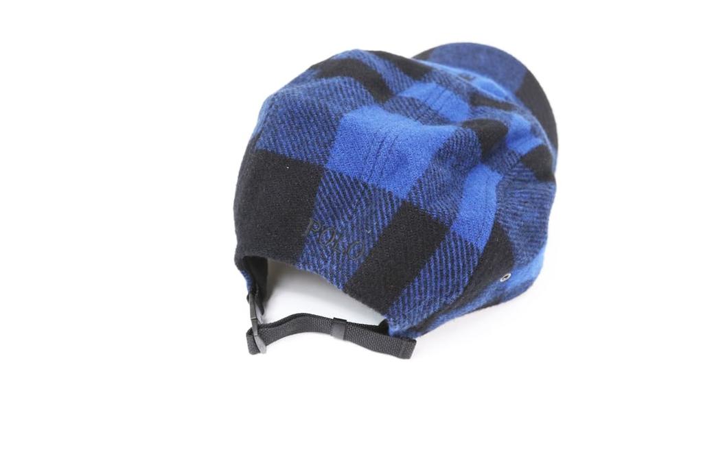 (Polo Ralph Lauren) Men's and Women's Wool Check 5 Panel Cap with One Point Signature Pony Hat 01080056-BLUE [Used]