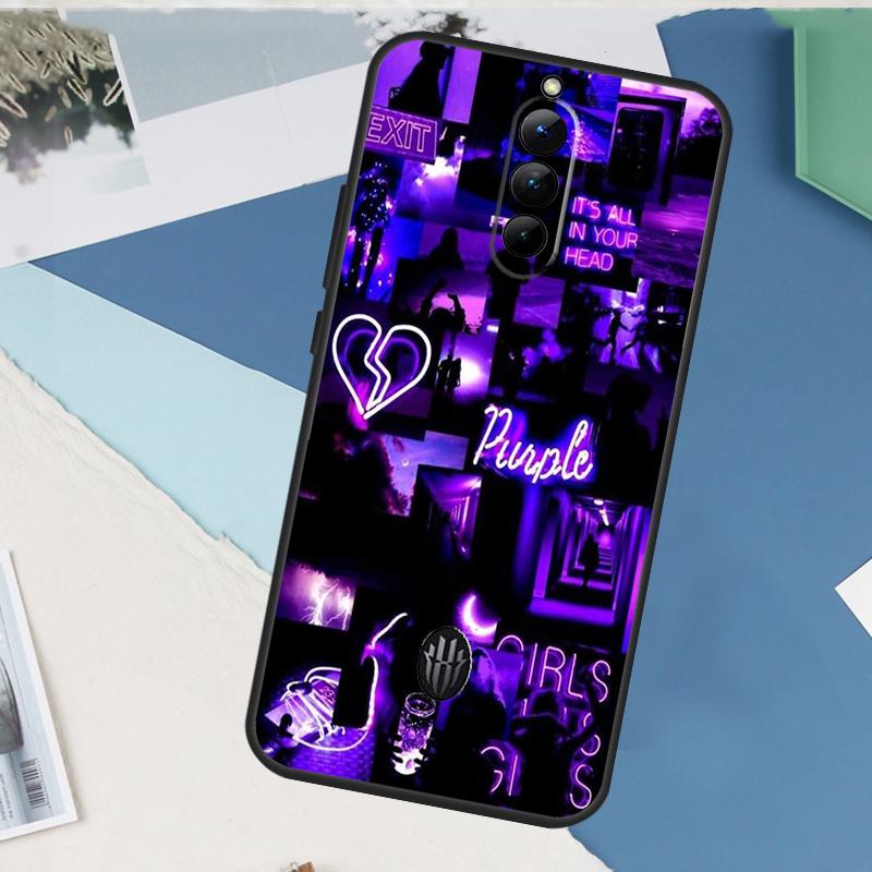 Purple Colour Neon Light For Nubia Red Magic 10 Pro Plus 6 7 8 9 Pro 6S 7S 5G 6R RedMagic 8S 9S Pro Plus Phone Case