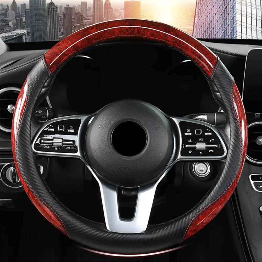 Four Seasons Universal-Lenkradbezug fürs Auto, Pfirsichholzmaserung, rutschfeste Bezüge, 38 cm, Auto-Lenkradbezug, Autozubehör