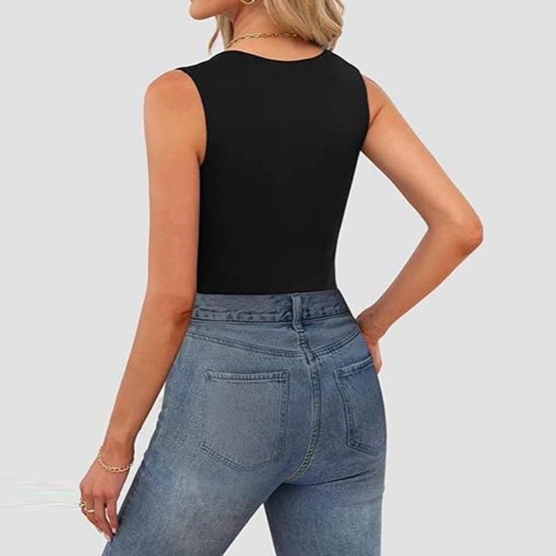 Women's Solid Color Square Collar Slim Camisole Summer Sleeveless Top