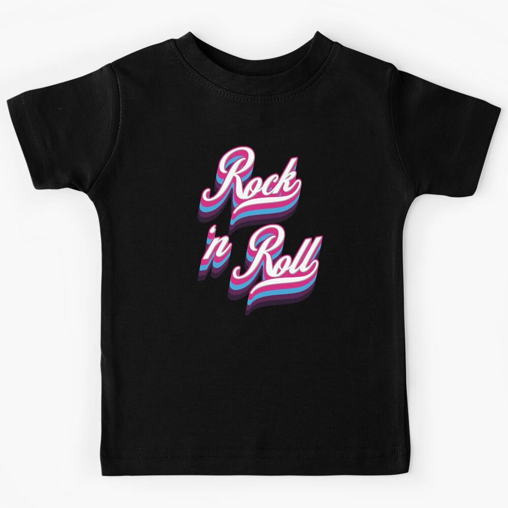 Rock n Roll - 80s Retro Vintage Typography Kids T-Shirt 140