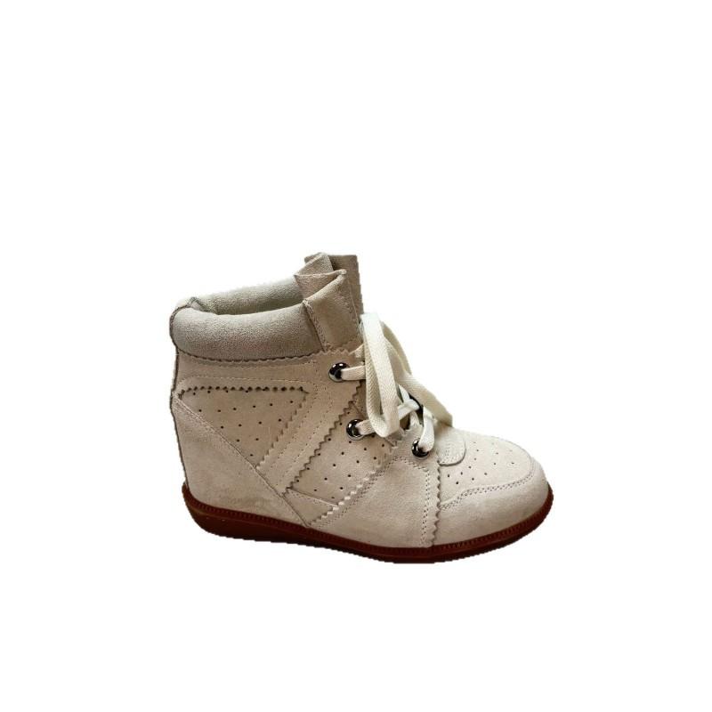 Womens Winter High Top Leather Sneakers Inner Height Increasing Casual Fashion Ankle Boots