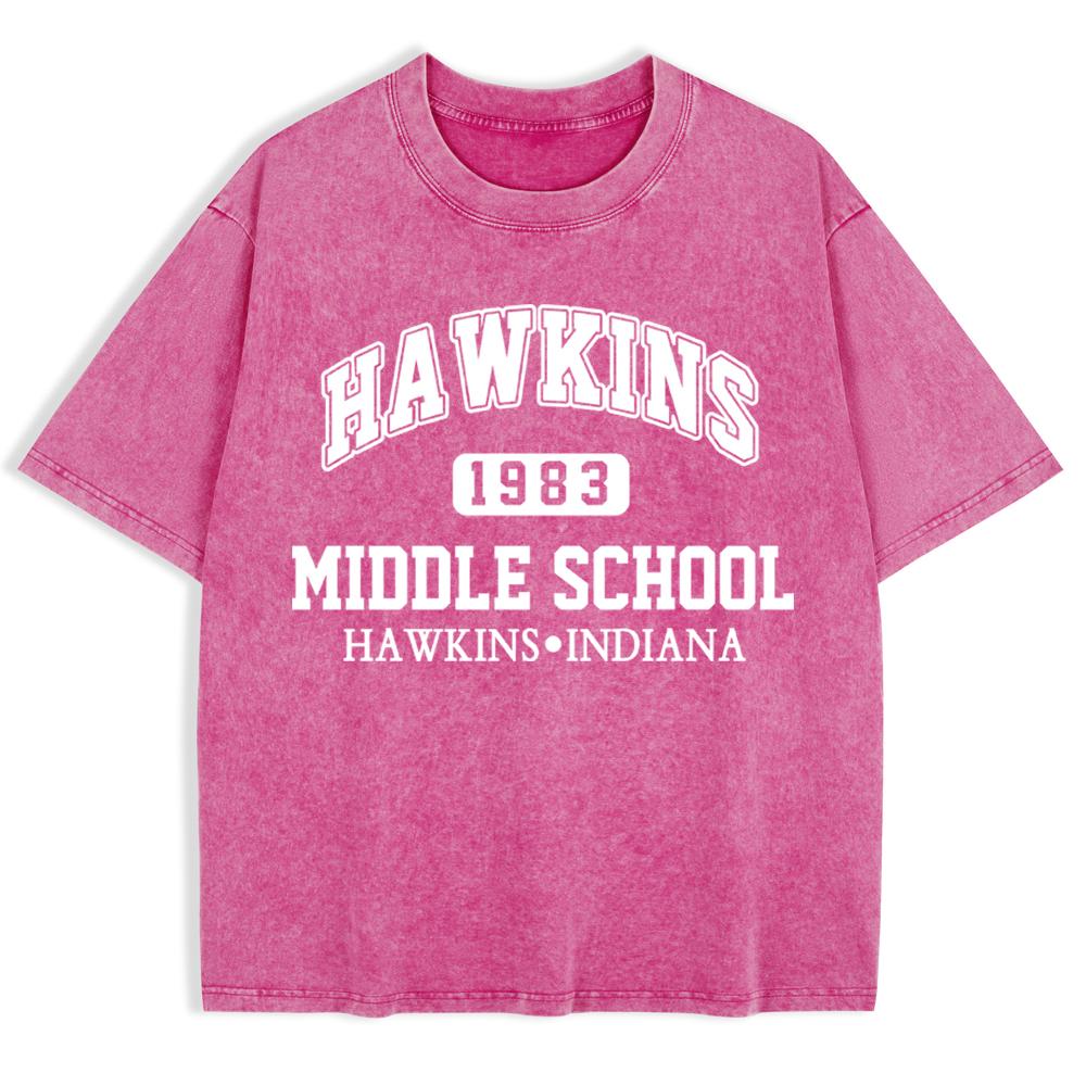 Indiana Hawkins 1983 Prints Washed T-Shirts Mens Cotton Short Sleeve Tops Basic O-Neck Oversized T Shirt Clothes