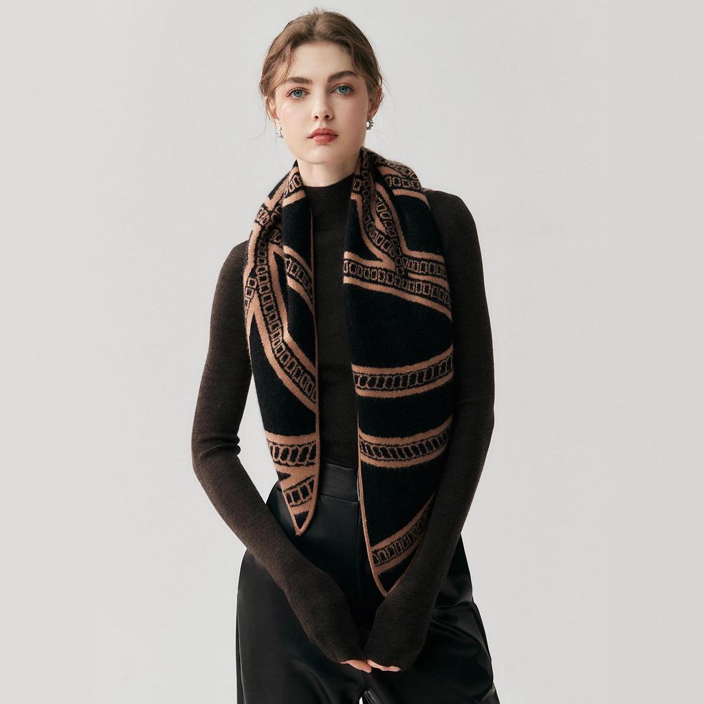 Luxury Autumn/Winter Cashmere Knitted Shawl Scarf - Soft, Skin-Friendly Wool Triangle Neck Warmer for Women