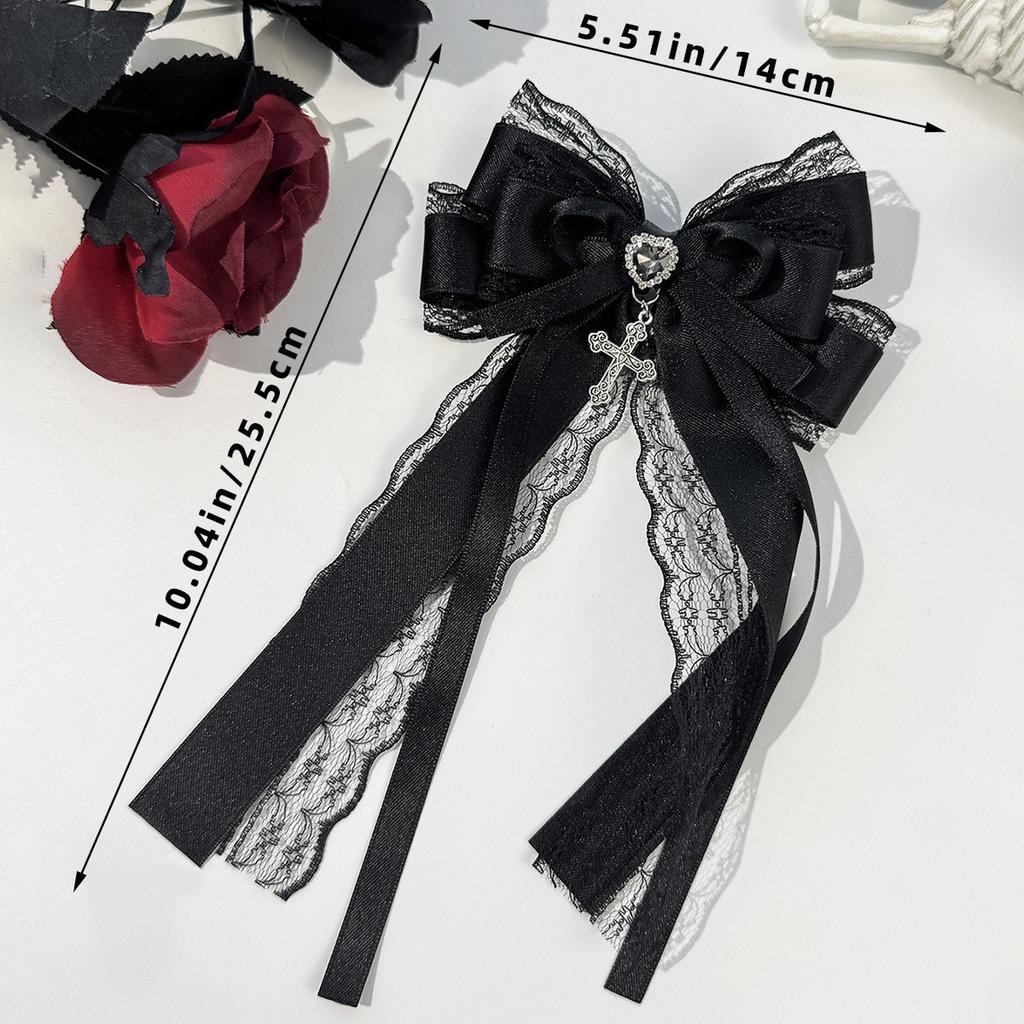 Gothic Lolita Stil Haarspange Schwarze Schleife Modische Haarspangen für Frauen