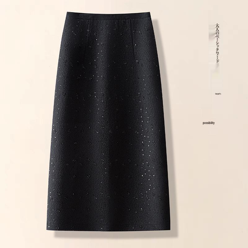 Hot Diamond High-Waist Midi Skirt - Autumn/Winter 2025: Thick, Comfortable, Slimming, Slit, Straight, Hip-Hugging Women's Fashion