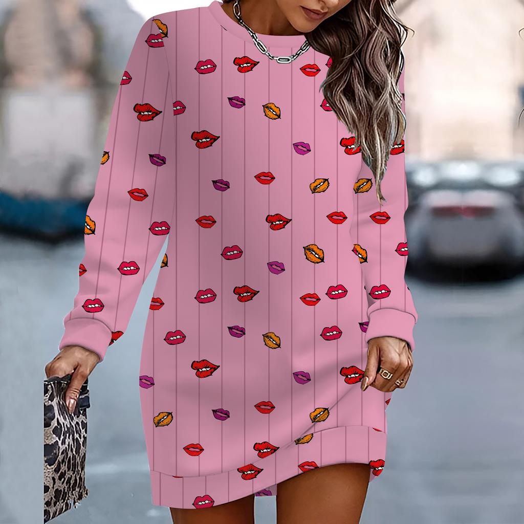 Damen Eleganter, Modischer, Trendiger und Lässiger Hoodie, 3D Herzsymbol Gedruckt Dreidimensionaler Schnitt Damen Langer Hoodie Valentinstagsgeschenk