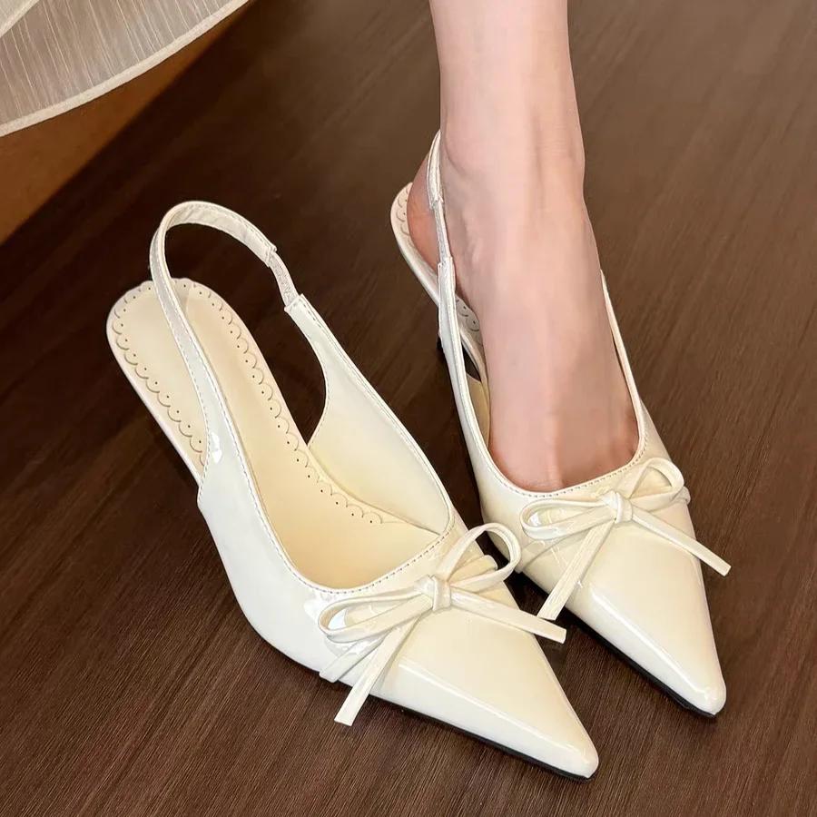 

Fashion Shoes for Women 2025 Lace-up Cuff Women s Sandals Fashion Butterfly-knot Office and Career High Heels Closed Toe Heeled Sandals 35
