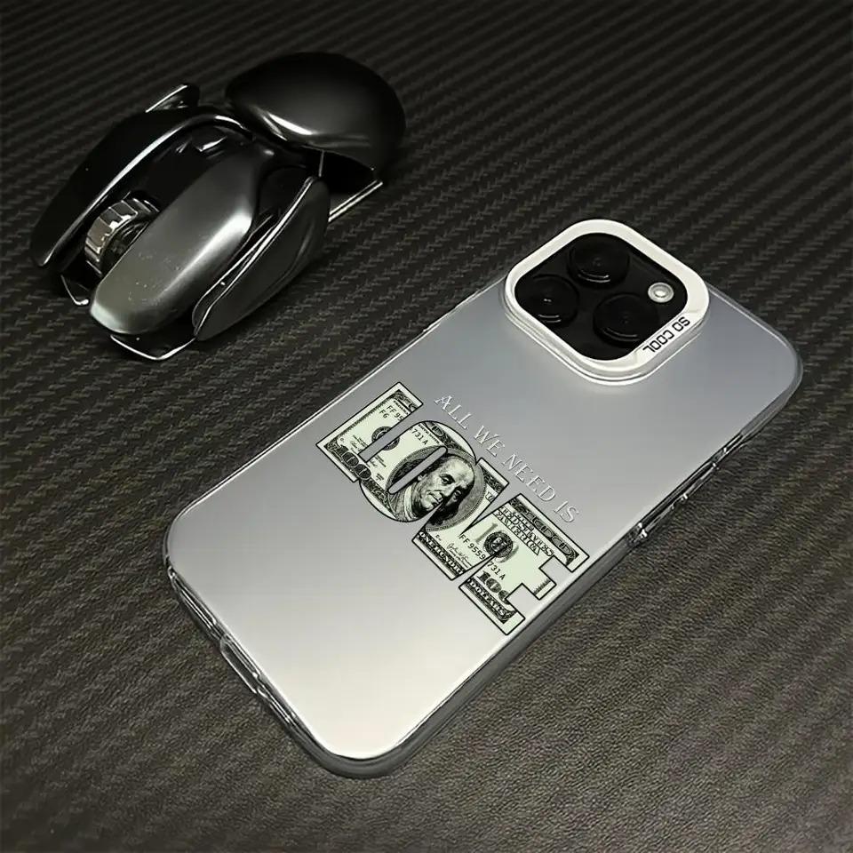 Coque de téléphone design créatif Argent Amour Convient pour iPhone 17 Air 16 Pro 15, 14, 13, 12, 11 Pro Max Plus Anti Chute et Anti Choc