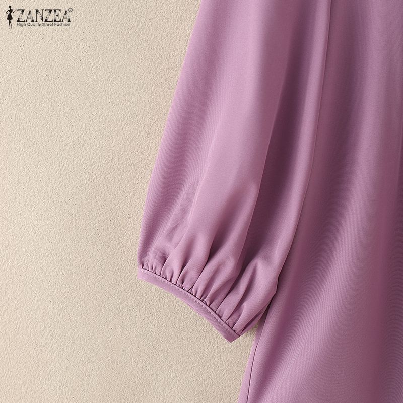 ZANZEA Women Casual Round Neck Loose Half Sleeve Blouse