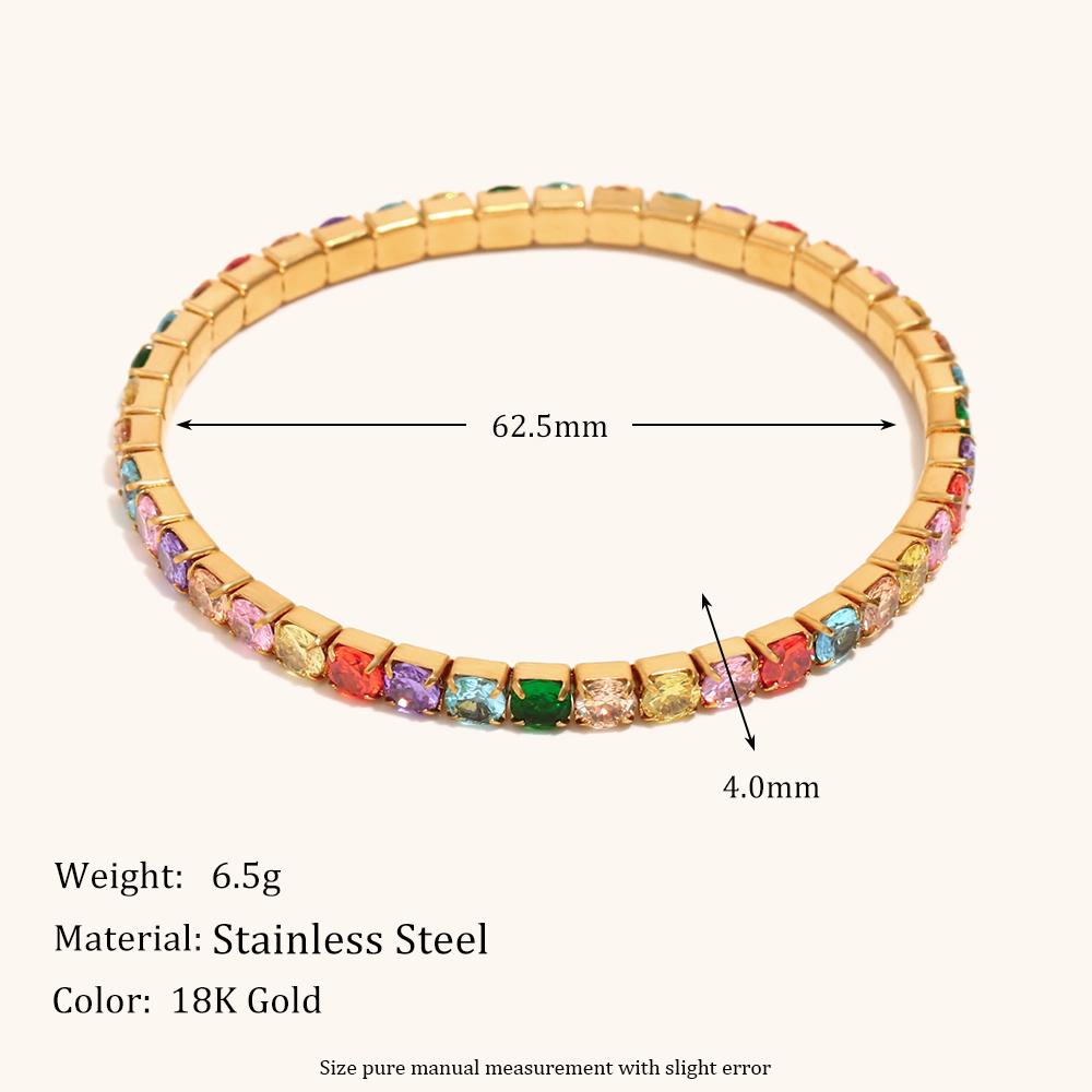 La.Muses Elastic Cubic Zirconia Stainless steel Woman's Bracelet Fashion Luxurious Zircon Party Accessories