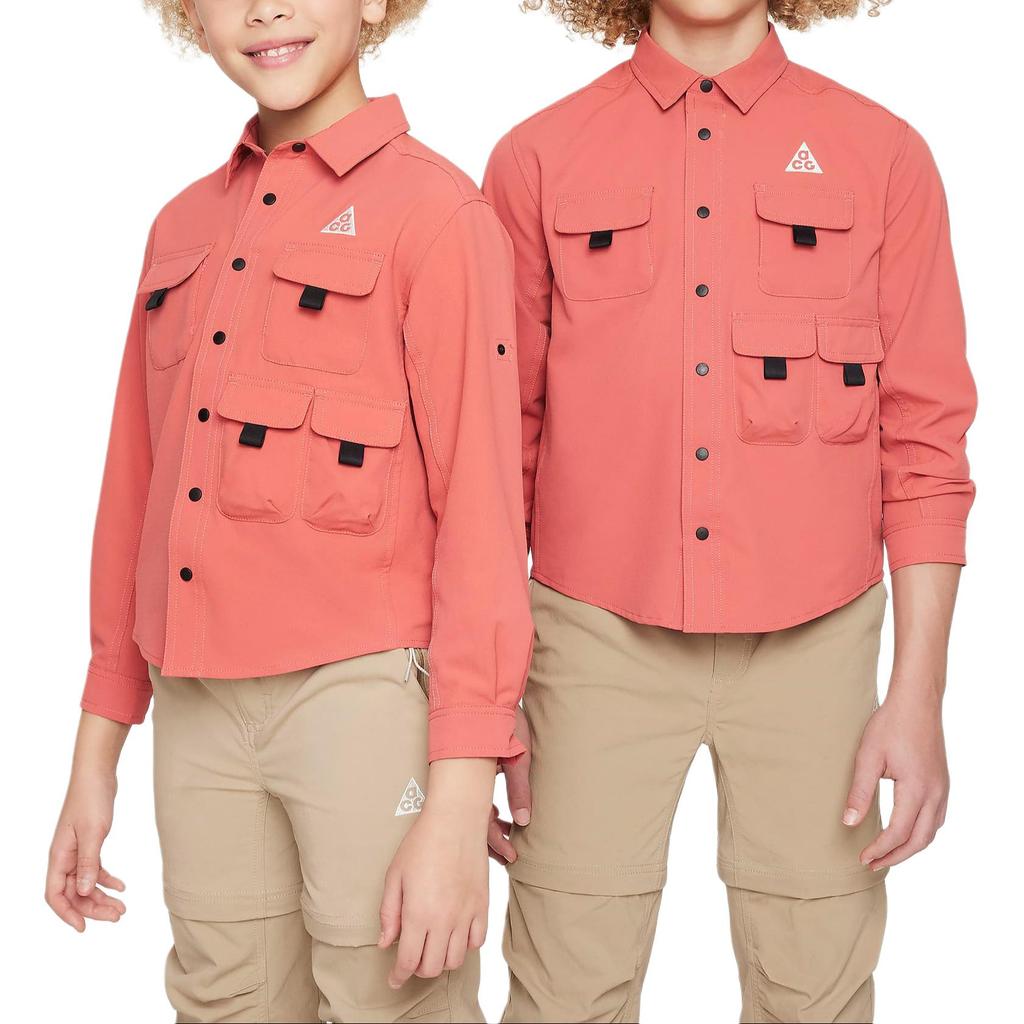 Nike ACG Devastation Trail Single-Breasted Comfortable Casual Sports Long Sleeve Kids Tops Brick Black Mountain-White FN9220-655