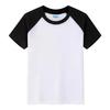 Children's Unisex Raglan Color Block T-Shirt, 180g Combed Cotton, Custom Logo, Solid Group Uniform, Blank Version.