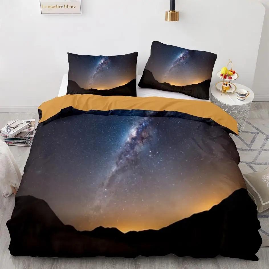 Starry Sky Duvet Cover Twin Size Universe Decor Twin Bedding Set Microfiber Outer Space Theme Milky Way Galaxy Comforter Cover