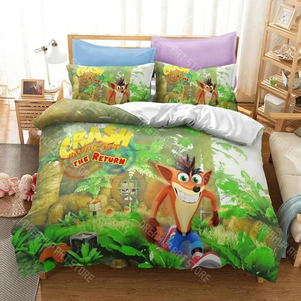 3D Print Classic Game Crash Bandicoot Cartoon Duvet Cover Set 3D Print Comforter Bedclothes for Boy Girl Bedding Sets Bedroom