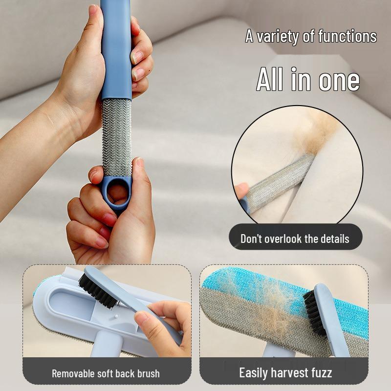 Household Dual-Sided Pet Hair Removal Brush and Static Broom with Long Handle for Carpet and Sofa Cleaning