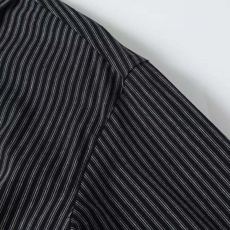 2025 Spring Women's Striped Print Loose Single-Breasted Lapel Shirt
