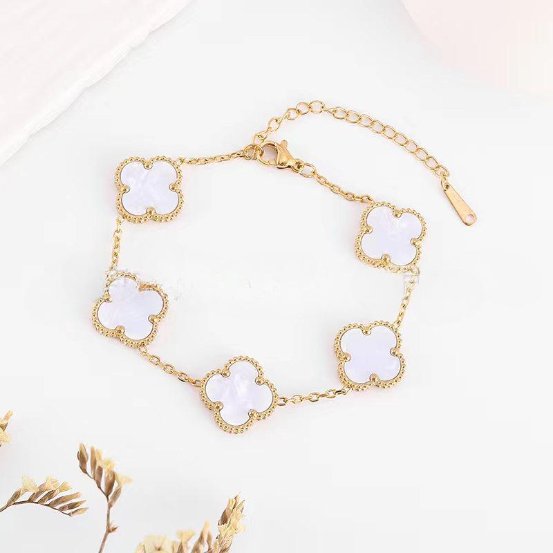 15mm New Four-Leaf Clover Bracelet Women Simple Five Flowers Four-Leaf Clover Hundred Hand Jewelry